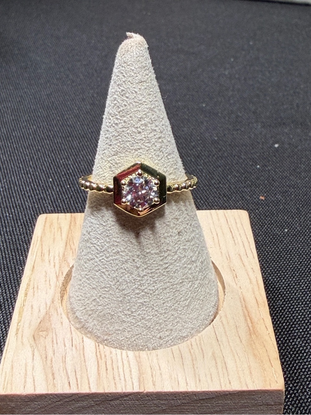 .60 CTW moissanite center stone, 18k triple plated gold SZ 8. Retail $260